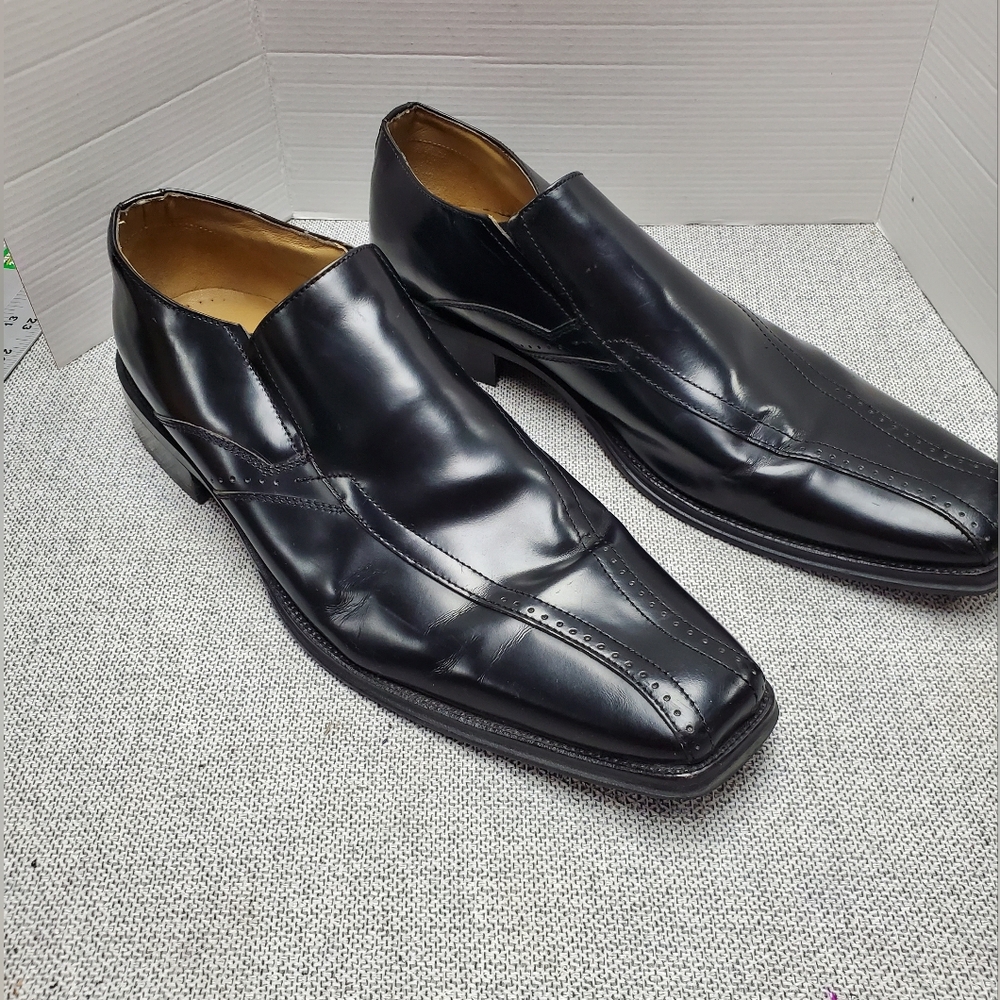 Kenneth Cole Black Leather Slip-On Dress Oxfords Sz 11.5